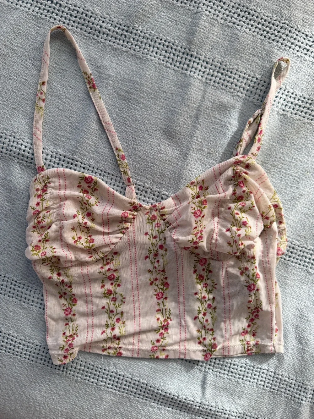 Women's Pink Floral Crop Cami Top